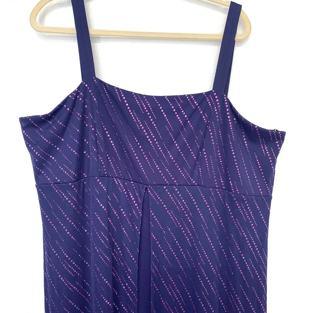 California Concepts Purple Glitter Maxi Dress Plus Size 24 Y2K Evening Gown USA